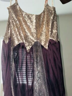 gimmicks by BKE Gold Sequin and Plum Tank Top